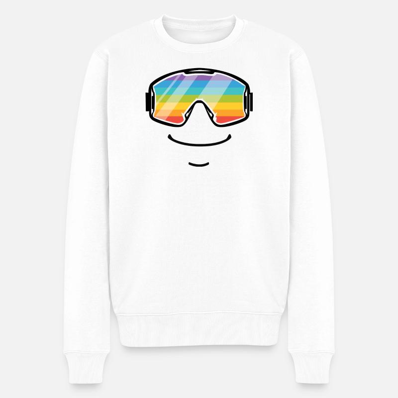 Skibrille Regenbogen Smile Apres-Ski - Männer Premium Bio Pullover - Weiß