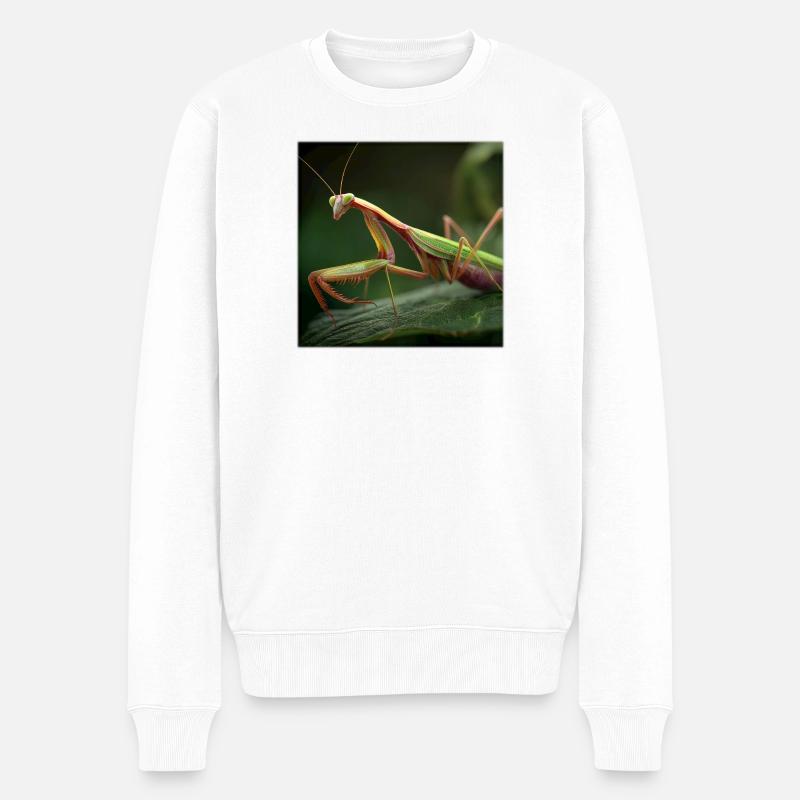 Gottesanbeterin Makro  Elegante Fangschrecke - Männer Premium Bio Pullover - Weiß