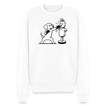 Sparring Dachshund Boxing Line Art - Men's Premium Organic Jumper - white - Front - Thijin (182cm)