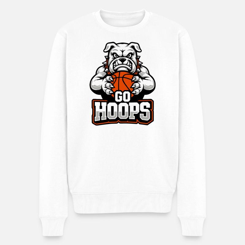 Go Hoops Bulldog Basketball-Maskottchen - Männer Premium Bio Pullover - Weiß