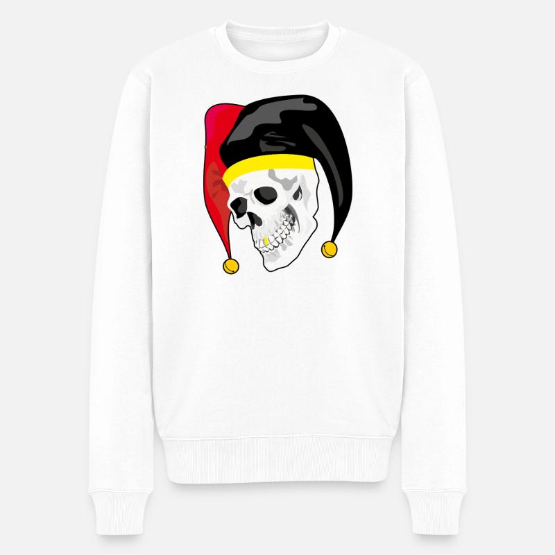 Crâne d’Arlequin : Style Rebelle et Or - Pull Premium bio Homme - blanc