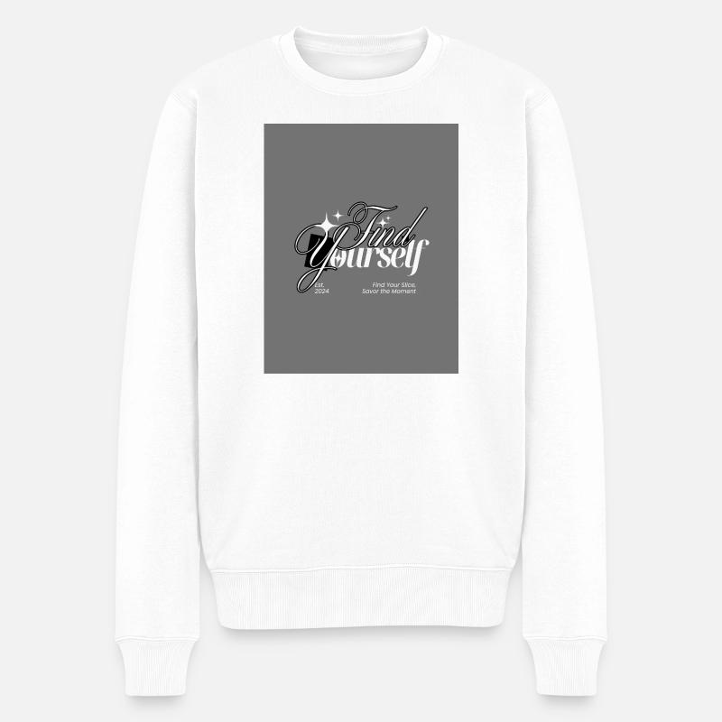 Finden Sie eine monochrome Schrift - Männer Premium Bio Pullover - Weiß