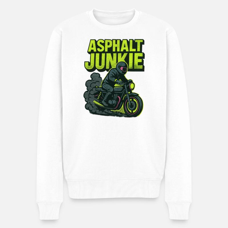 Asphalt Junkie – Motorrad - Männer Premium Bio Pullover - Weiß