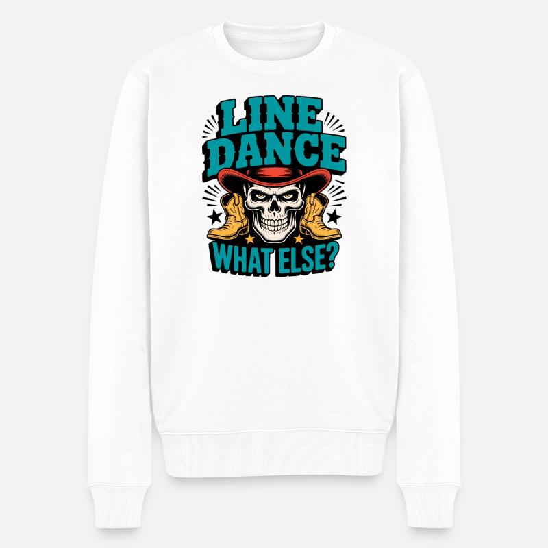 Line Dance Schädel mit Stiefeln - Männer Premium Bio Pullover - Weiß