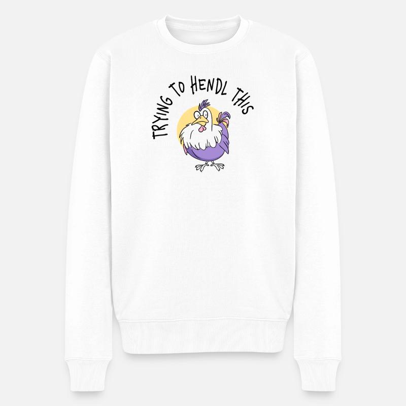 Porte-bonheur Velcro de poulet violet - Pull Premium bio Homme - blanc