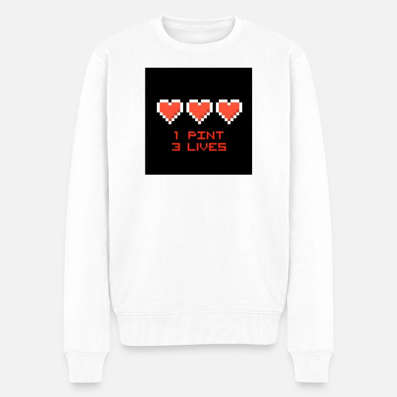 Pixel Hearts 1 pint 3 vies - Pull Premium bio Homme - blanc