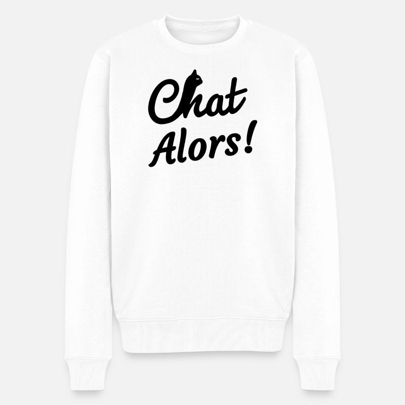 Chat Alors! - Pull Premium bio Homme - blanc
