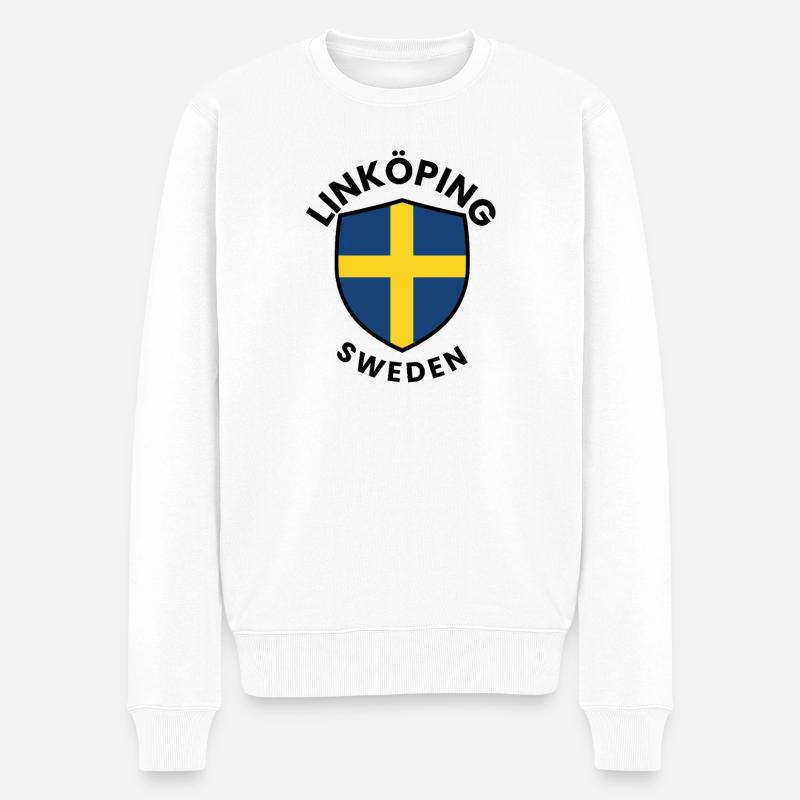 LÄNKÖPING-Schild Schweden - Männer Premium Bio Pullover - Weiß