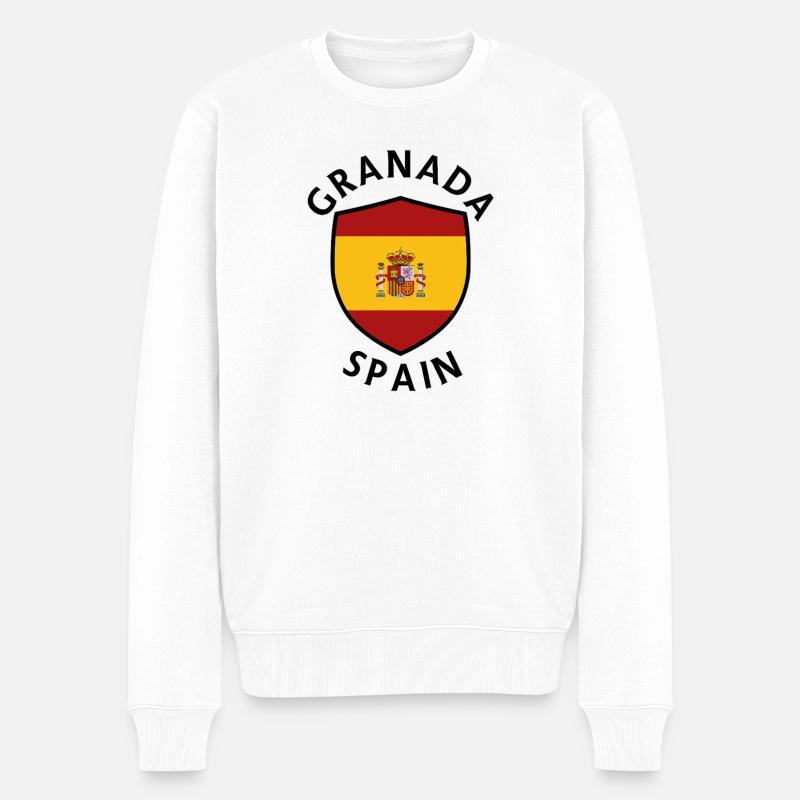 Granada-Spanien-Schild - Männer Premium Bio Pullover - Weiß
