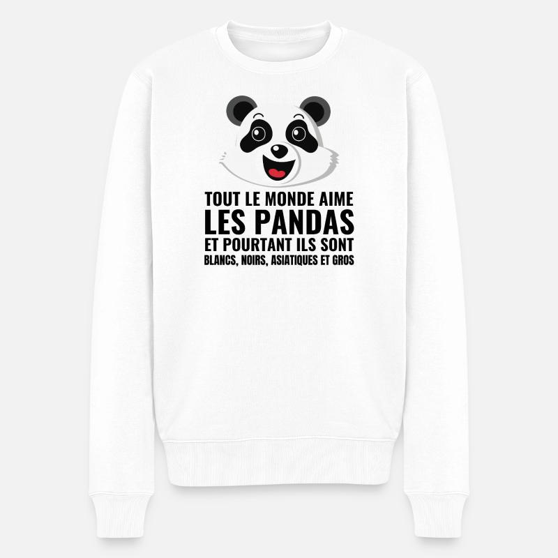 Panda, Vielfalt, Liebe - Männer Premium Bio Pullover - Weiß