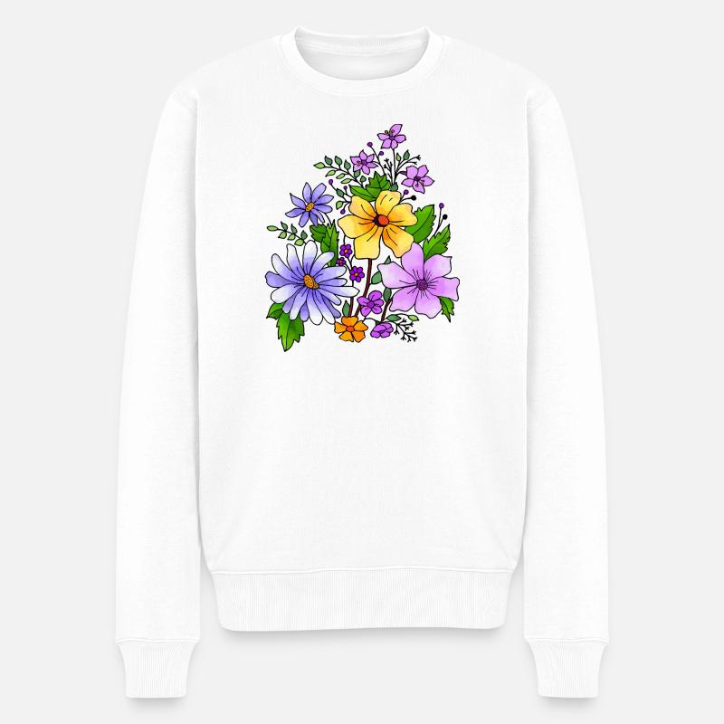 Blumen - Männer Premium Bio Pullover - Weiß