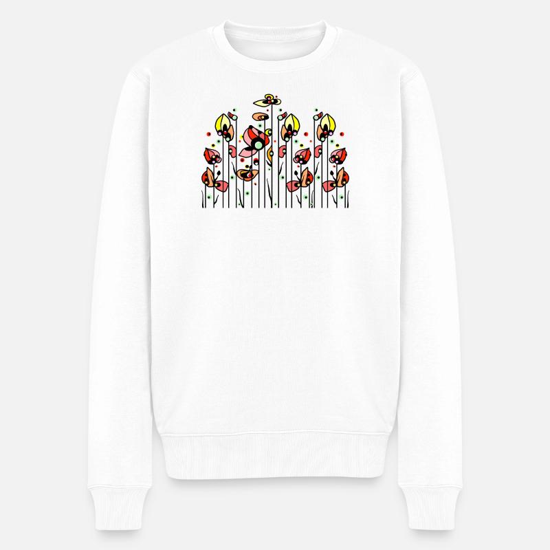 Blumen - Männer Premium Bio Pullover - Weiß