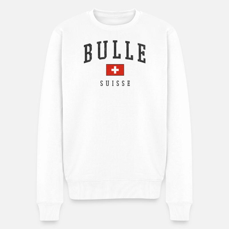 Bulle Suisse Emblem - Männer Premium Bio Pullover - Weiß