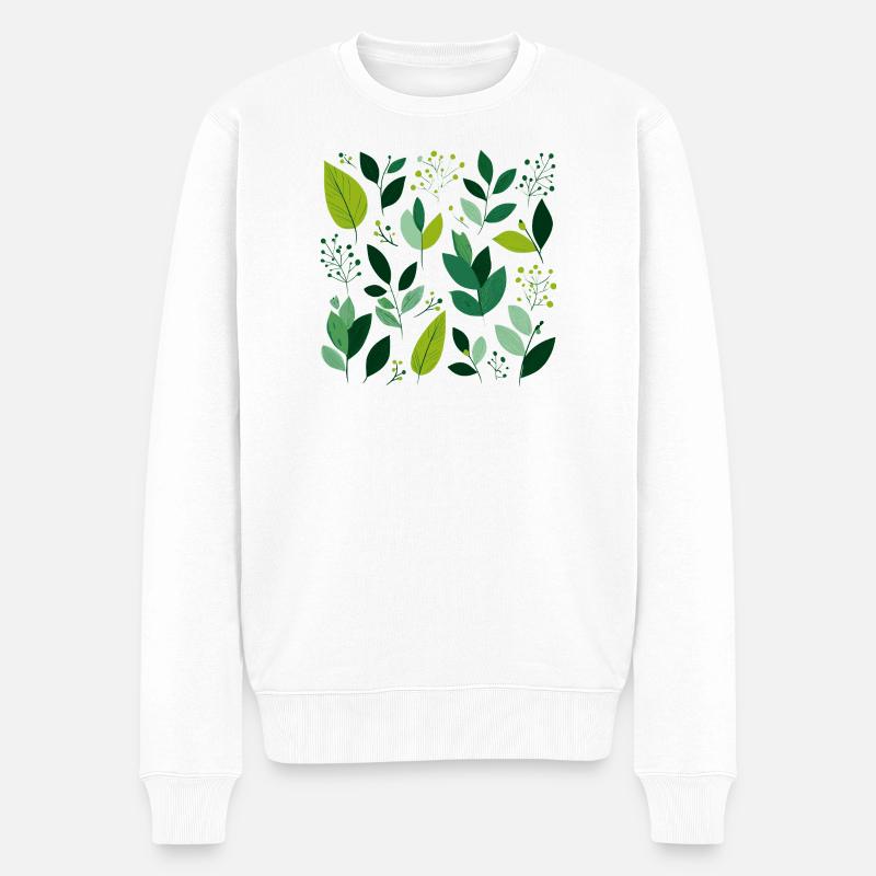 Feuilles vertes - Pull Premium bio Homme - blanc