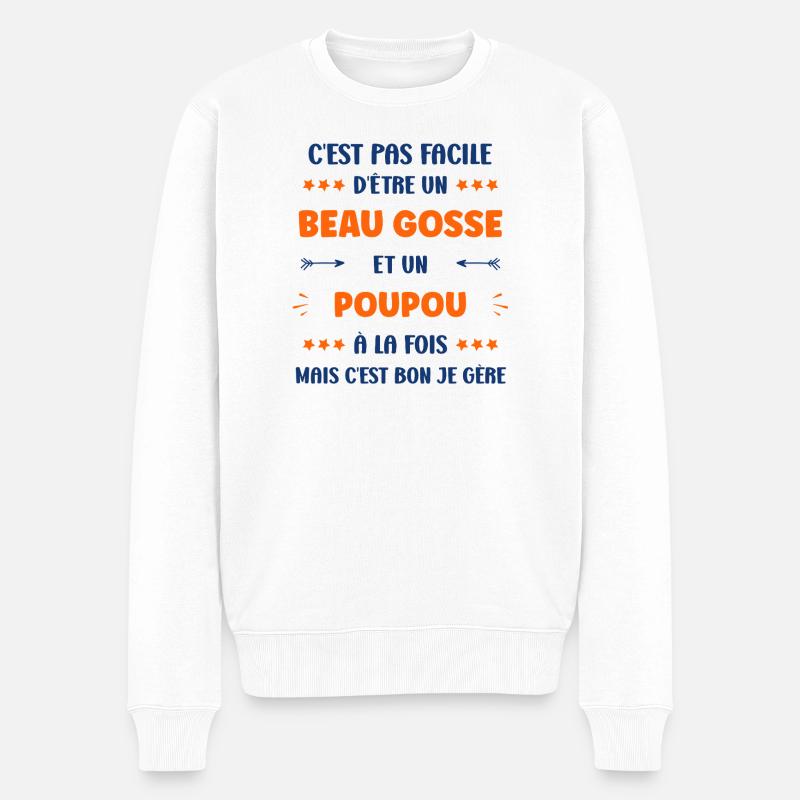 Poupou - Männer Premium Bio Pullover - Weiß