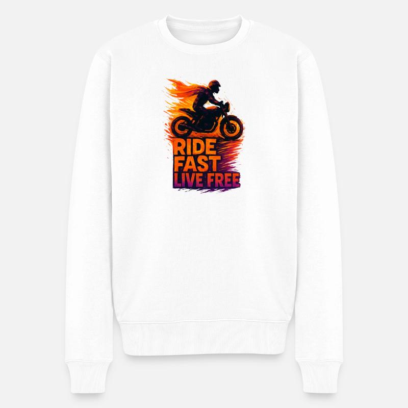Ride Fast Live Free - Männer Premium Bio Pullover - Weiß