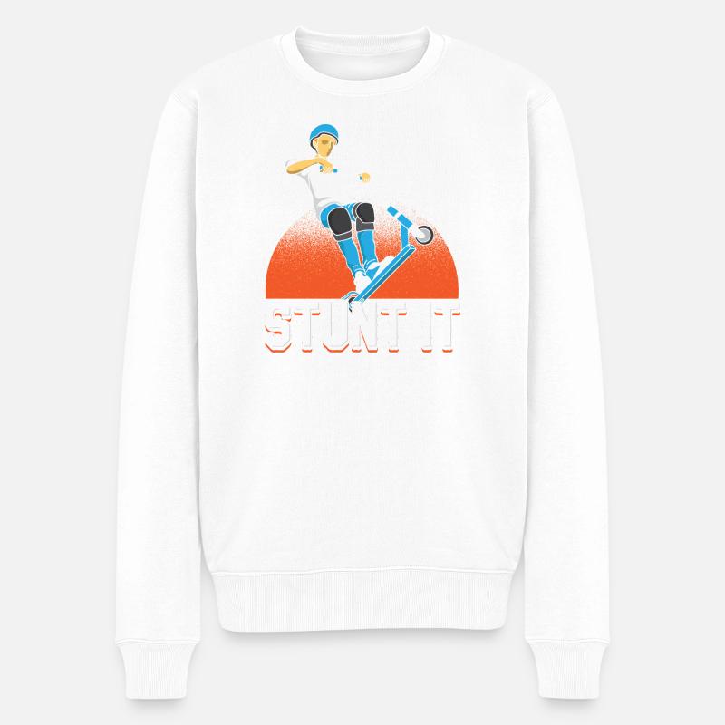 Stunt It Scooter Trick Rider Design - Männer Premium Bio Pullover - Weiß