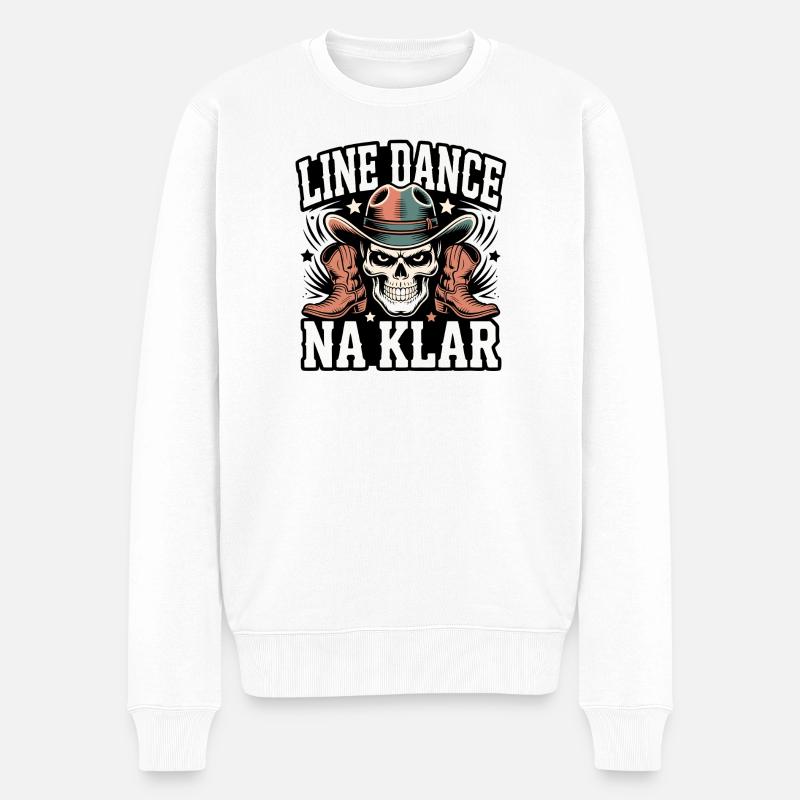 Line Dance Na Klar Skull - Männer Premium Bio Pullover - Weiß
