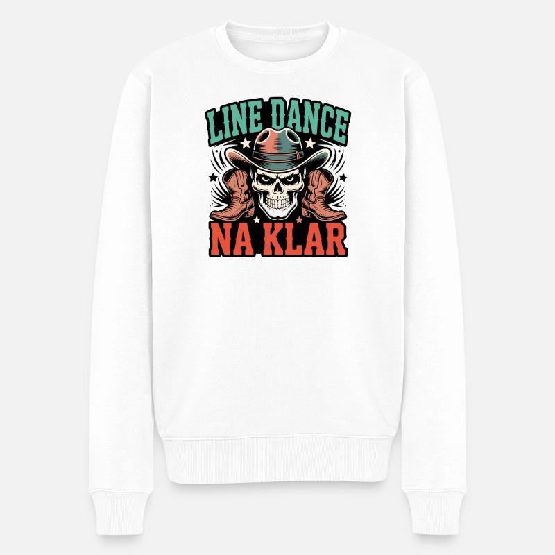 Line Dance Schädel Cowboy - Männer Premium Bio Pullover - Weiß