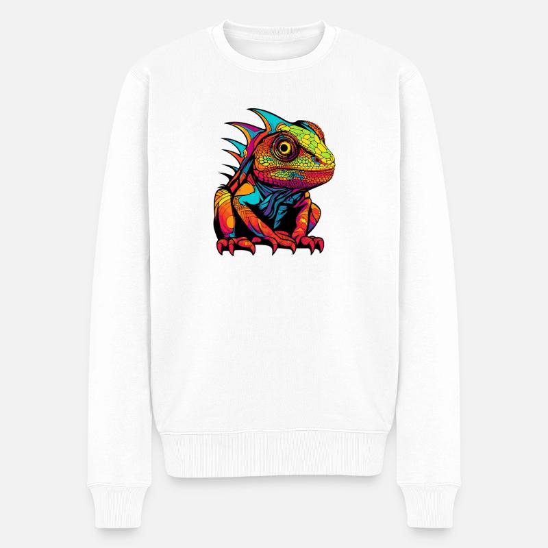 Iguane Animal de bande dessinée - Pull Premium bio Homme - blanc