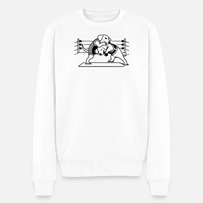 wrestling dog hund - Männer Premium Bio Pullover - Weiß