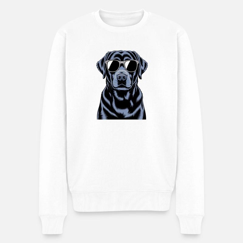 Labrador noir - Pull Premium bio Homme - blanc