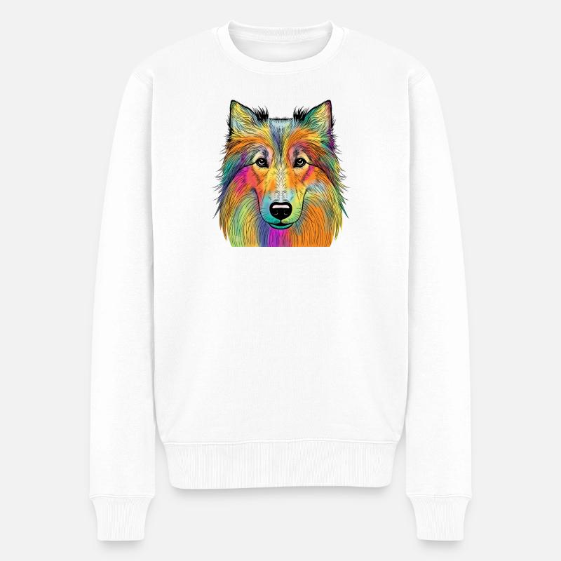 Collie - Männer Premium Bio Pullover - Weiß