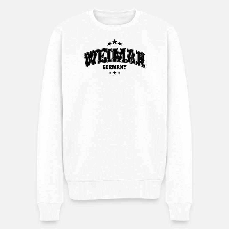 Weimar Varsity Schriftzug Souvenier - Männer Premium Bio Pullover - Weiß