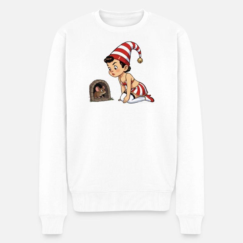 Fille lutin au trou de souris - Pull Premium bio Homme - blanc