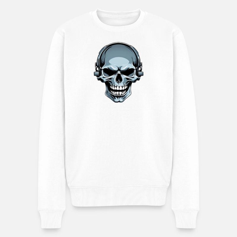 Illustration de crâne avec casque - Pull Premium bio Homme - blanc