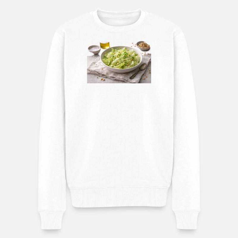 Salat mit Pinienkernen - Männer Premium Bio Pullover - Weiß