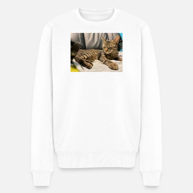 Chat tigre douillet à la lumière - Pull Premium bio Homme - blanc