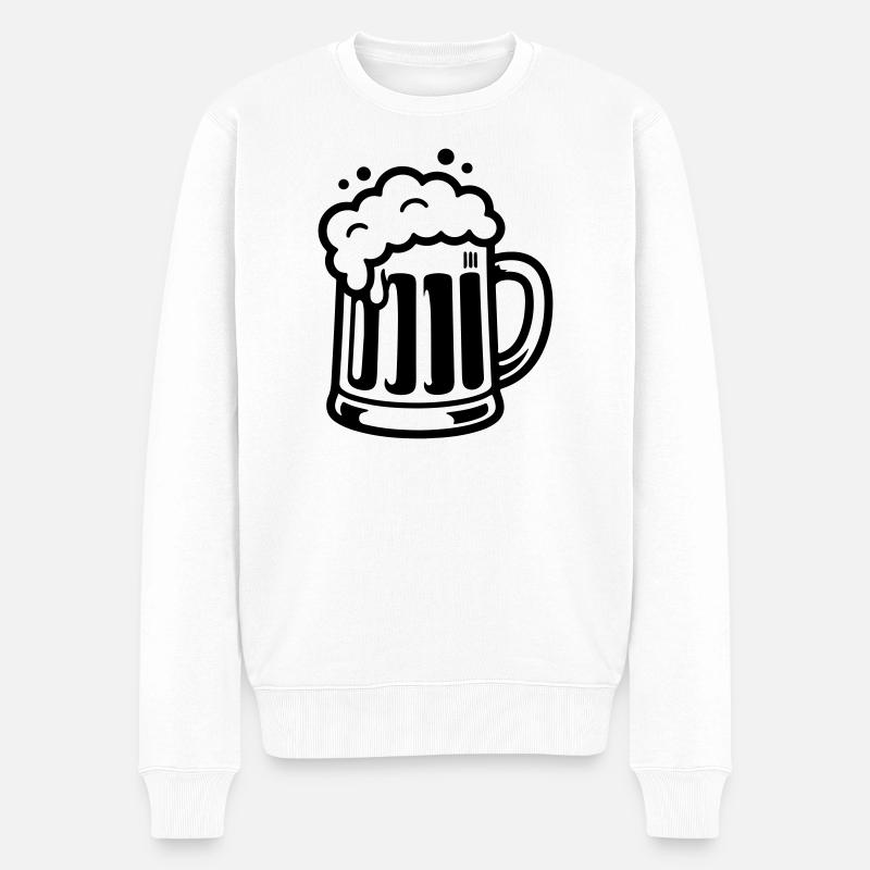 Bierkrug Comic Bier - Männer Premium Bio Pullover - Weiß