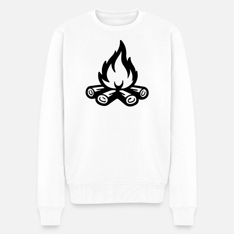Lagerfeuer Symbol Flamme - Männer Premium Bio Pullover - Weiß