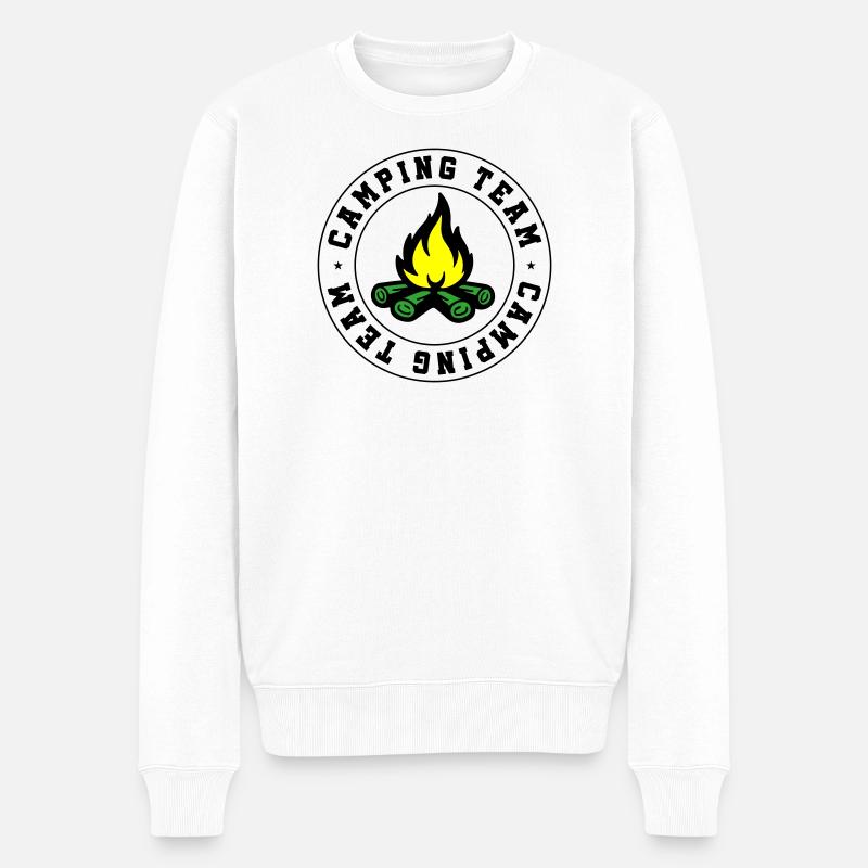 Camping Team Lagerfeuer - Männer Premium Bio Pullover - Weiß