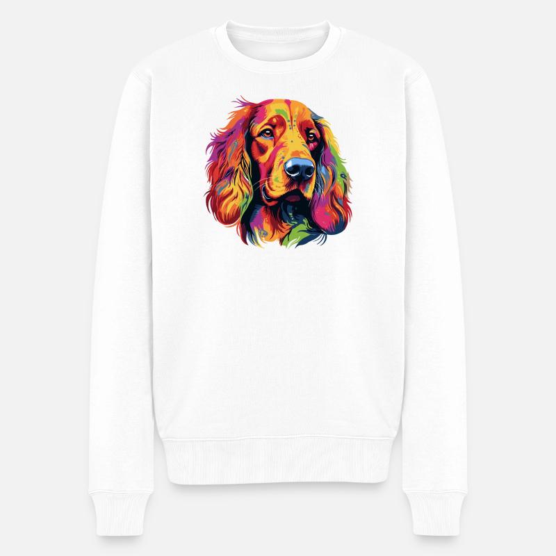 Farbenreiches Hundporträt Pop-Art - Männer Premium Bio Pullover - Weiß