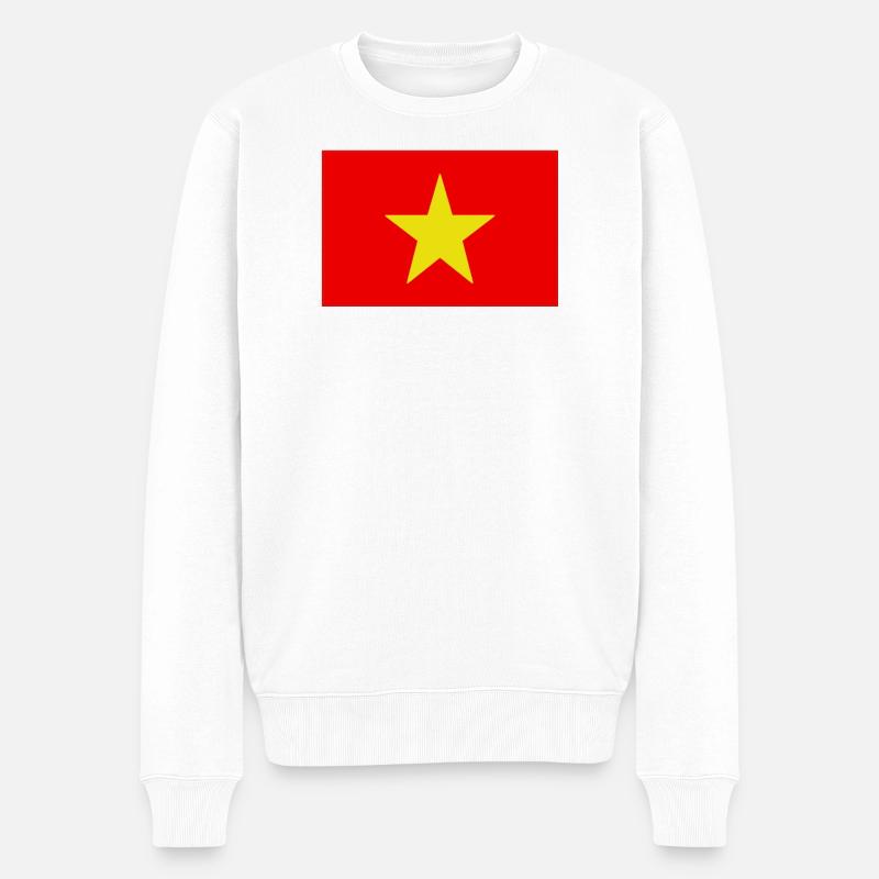 Drapeau vietnamien rouge avec étoile jaune - Pull Premium bio Homme - blanc