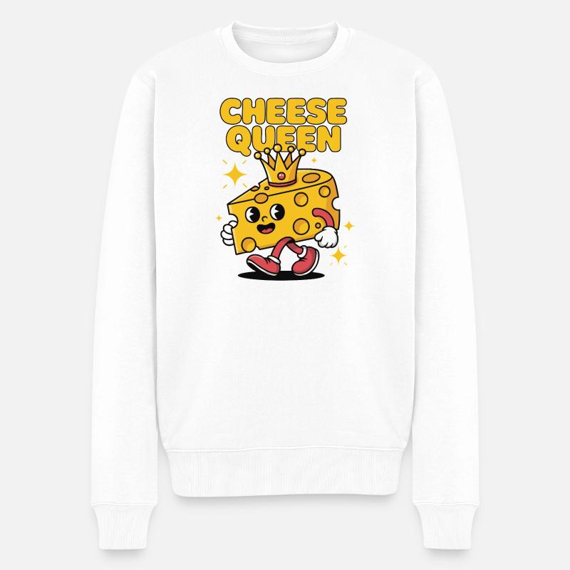 Cheese Queen – Käse mit Krone - Männer Premium Bio Pullover - Weiß