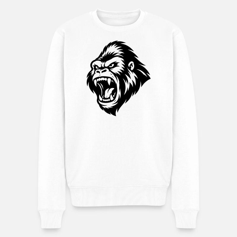Gorilla Aggressiv - Männer Premium Bio Pullover - Weiß