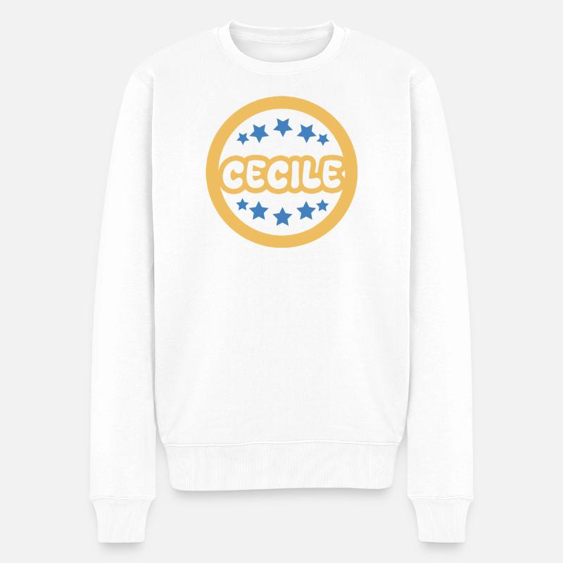 Vorname Cecile - Männer Premium Bio Pullover - Weiß