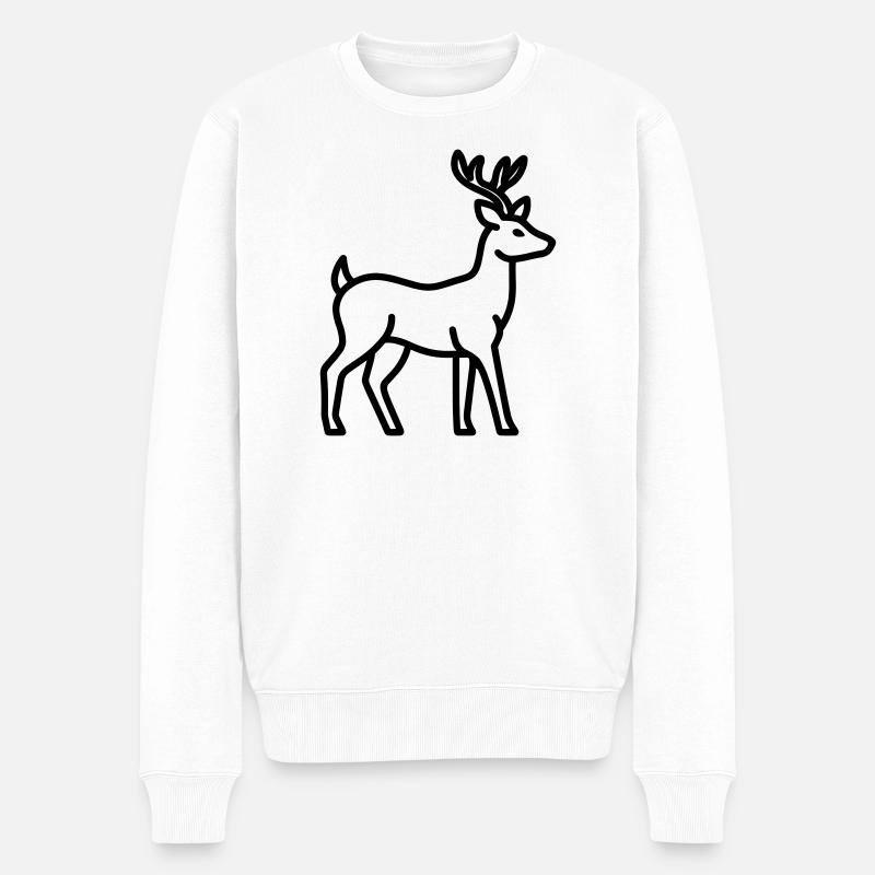 cerf - Pull Premium bio Homme - blanc