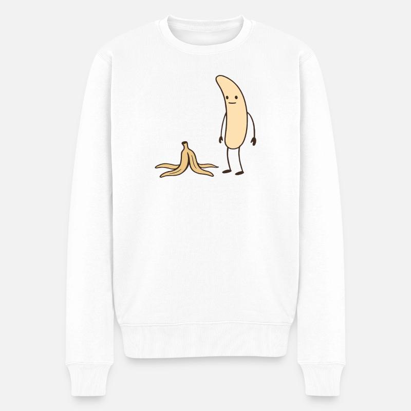 Bananenheld mit Schale - Männer Premium Bio Pullover - Weiß