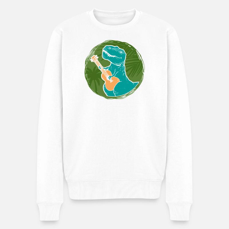 Hawaiian Ukulele Uke T-Rex - Männer Premium Bio Pullover - Weiß