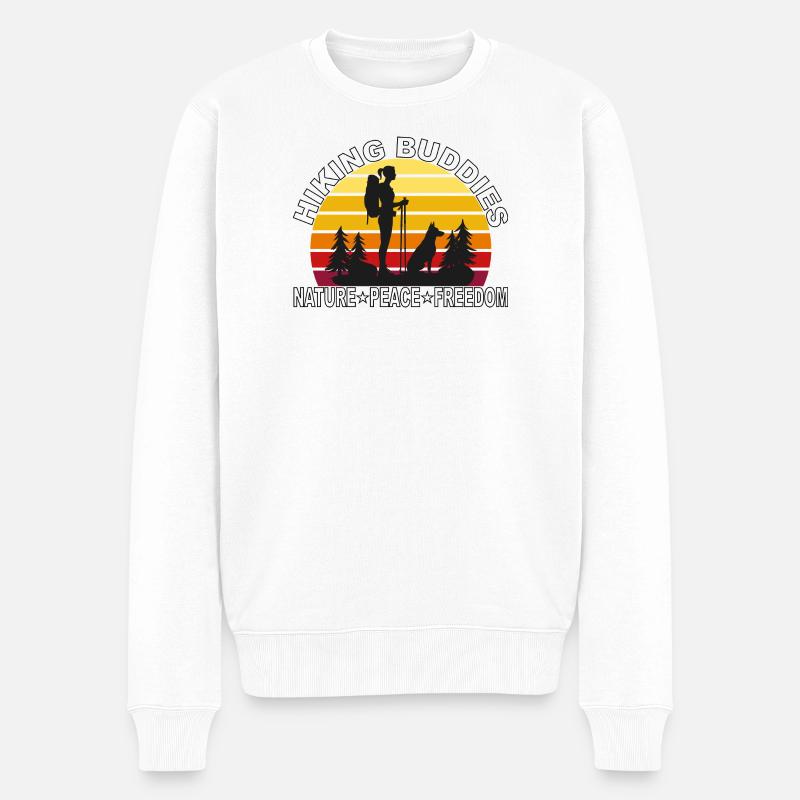 Hiking Buddies - Nature Peace Freedom - Männer Premium Bio Pullover - Weiß