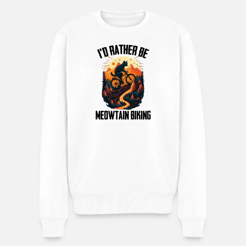 Ich wäre lieber Meowtain Biker - Männer Premium Bio Pullover - Weiß