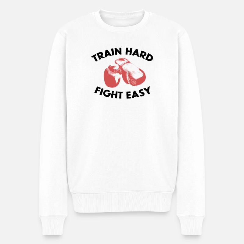 TRAIN HARD FIGHT EASY - Pull Premium bio Homme - blanc