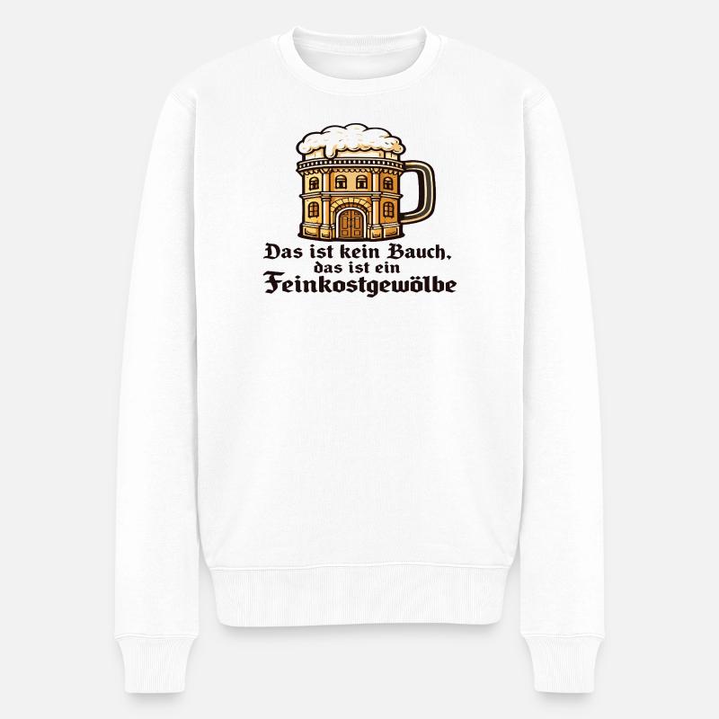 Bierkrug Bauwerk Humor - Männer Premium Bio Pullover - Weiß