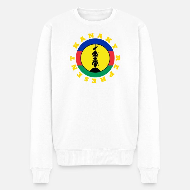 KANAKY REPRÄSENTIERT RUNDE - Männer Premium Bio Pullover - Weiß