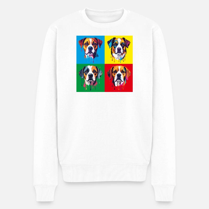 Portrait de Pop Art de chien - Pull Premium bio Homme - blanc