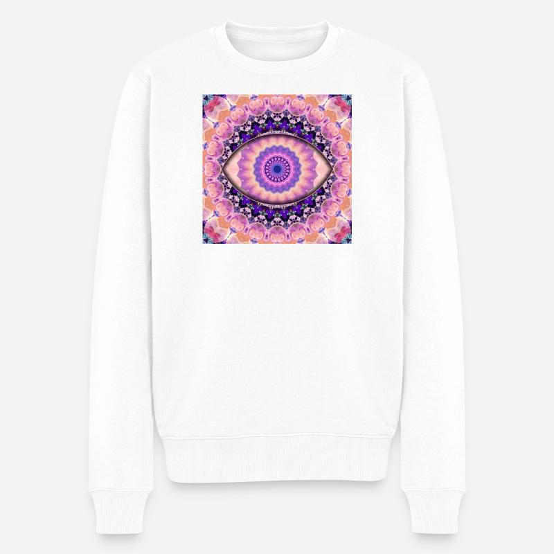 Mandala oculaire kaléidoscopique - Pull Premium bio Homme - blanc